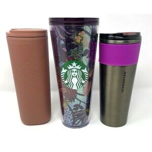 Starbucks Tumbler Lot 2021 Floral Metallic 2022 Purple Stainless 2023 Terracotta